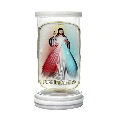Porta Vela Vidro e Mármore Jesus Misericordioso 
