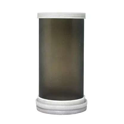 Porta Vela Vidro Fumê  Jateado Base Mármore