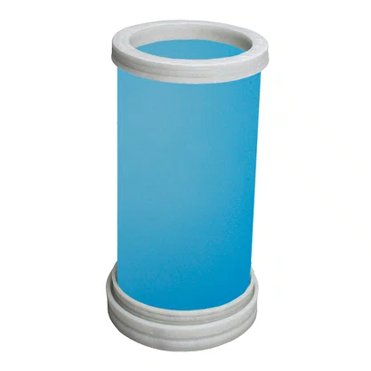 Porta Vela Vidro Jateado Azul Base Mármore