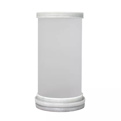 Porta Vela Vidro Jateado Branco Base Mármore