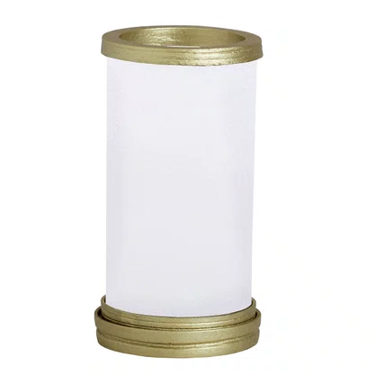 Porta Vela Vidro Jateado e Mármore com Pintura Dourada