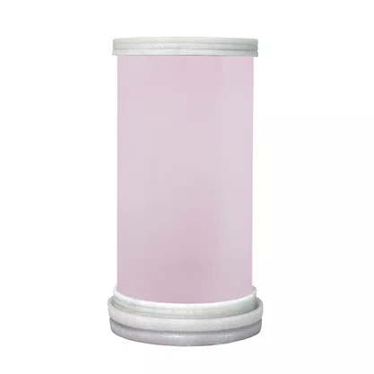 Porta Vela Vidro Rosa Jateado Base Mármore