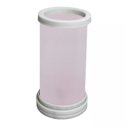 Porta Vela Vidro Rosa Jateado Base Mármore