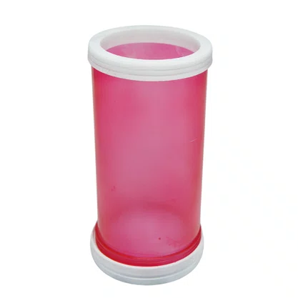 Porta Vela Vidro Vermelho Jateado Base Mármore