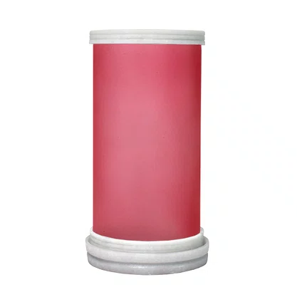Porta Vela Vidro Vermelho Jateado Base Mármore