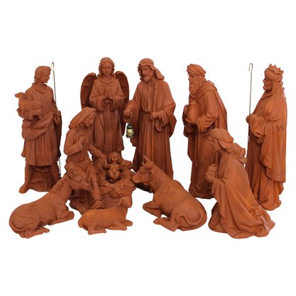 Presépio de 11 Peças em Terracota Resinada - 43 Cm