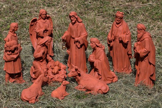 Presépio de 11 Peças em Terracota Resinada - 43 Cm