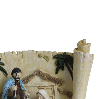 Presépio de Resina Sagrada Família Pergaminho - 14 cm