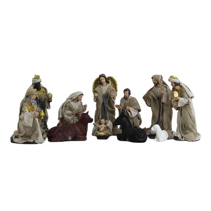 Presépio de Resina Vestes Linho 11 Peça - 20 cm