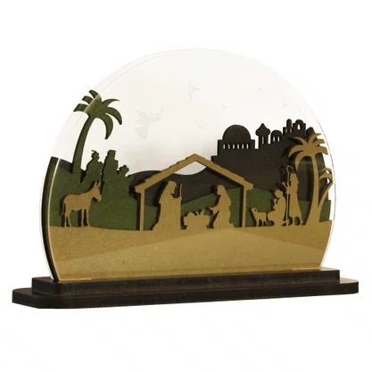 Presépio Decorativo em MDF com Acrílico 14 x 19 x 6 cm