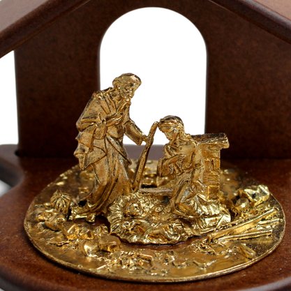 Presépio Figura Dourado Madeira - 7 cm