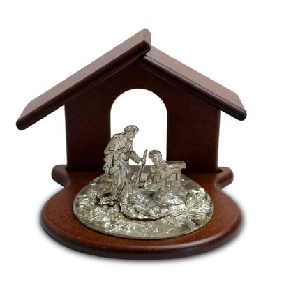 Presépio Figura Prata Madeira - 7 cm
