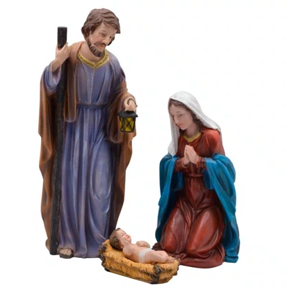 Presépio Importado de Resina Sagrada Família Colors 3 Peças - 45 cm