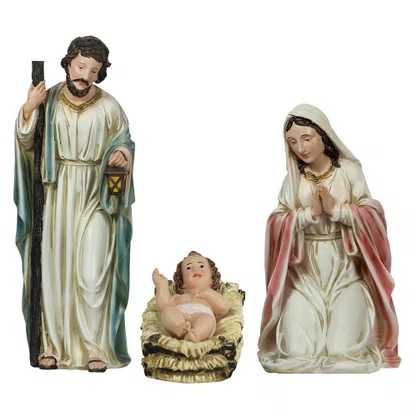 Presépio Importado de Resina Sagrada Família Mix 3 Peças - 45 cm
