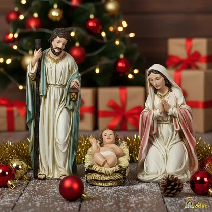 Presépio Importado de Resina Sagrada Família Mix 3 Peças - 45 cm