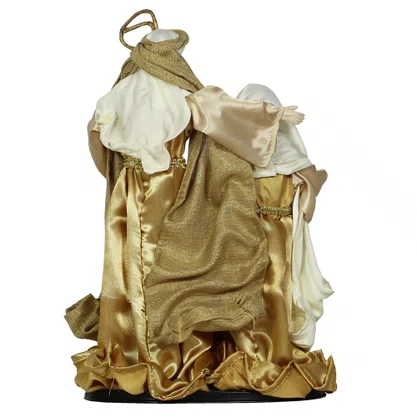 Presépio Importado de Resina Tecido Branco Dourado - 30 cm