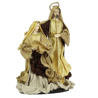 Presépio Importado de Resina Tecido Marrom Dourado - 30 cm