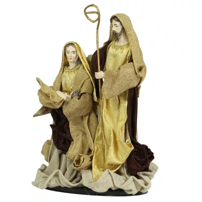 Presépio Importado de Resina Tecido Marrom Dourado - 30 cm