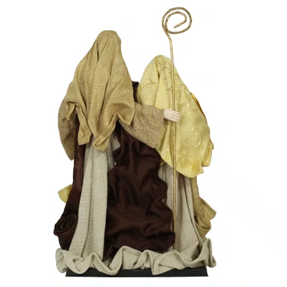 Presépio Importado de Resina Tecido Marrom Dourado - 40 cm