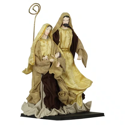 Presépio Importado de Resina Tecido Marrom Dourado - 40 cm