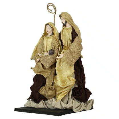 Presépio Importado de Resina Tecido Marrom Dourado - 40 cm