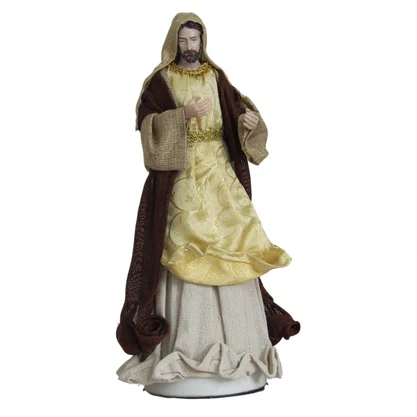 Presépio Importado Tecido Marrom e Dourado 11 Peças - 40 cm