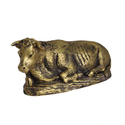 Presépio Importado Tecido Marrom e Dourado 11 Peças - 40 cm