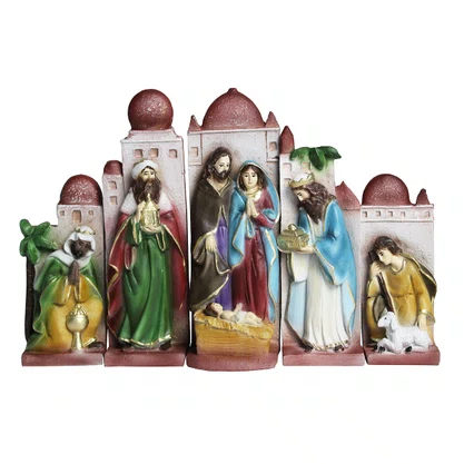 Presépio de Resina Nacional 5 Peças Montagem - 13 cm