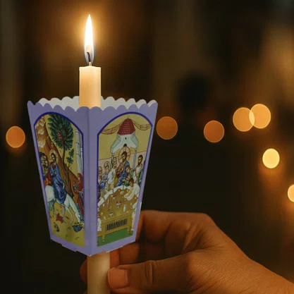 Protetor de Vela da Semana Santa Ícones cor Roxa