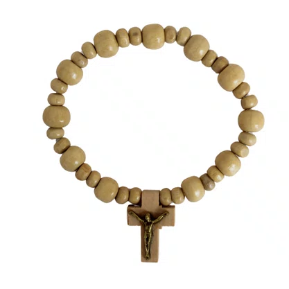 Pulseira Cristo Madeira Marfim - 8 Mm
