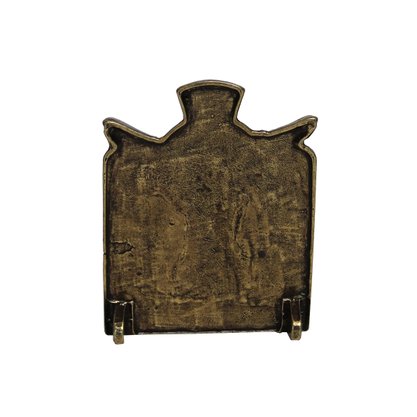 Quadro Cruz São Miguel Arcanjo de Metal Ouro Velho - 7,5 cm