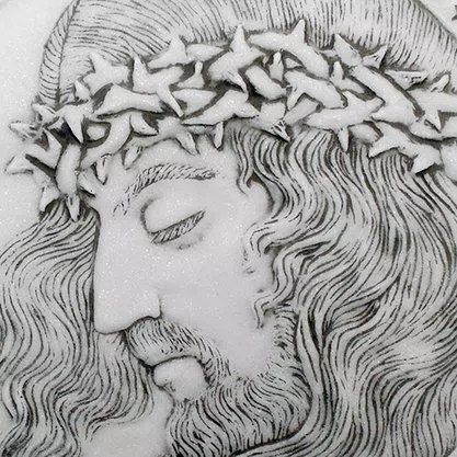 Quadro Face de Cristo em Mármore - 25 cm