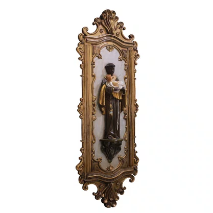 Quadro São Benedito de Resina com Suporte em Madeira - 2 mt x 76 cm
