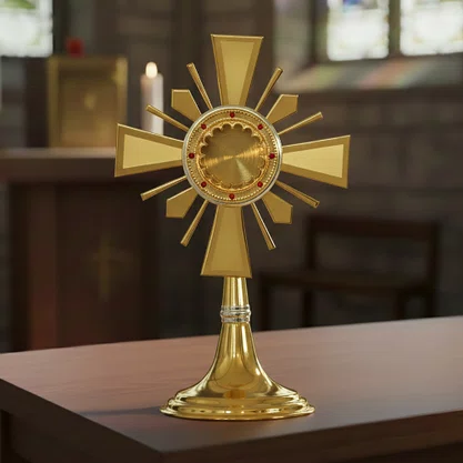 Relicário Dourado com Detalhe Fosco e Pedraria - 22 cm