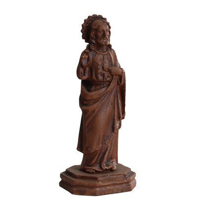 Imagem do Sagrado Coração de Jesus Resina Efeito Madeira - 15 cm