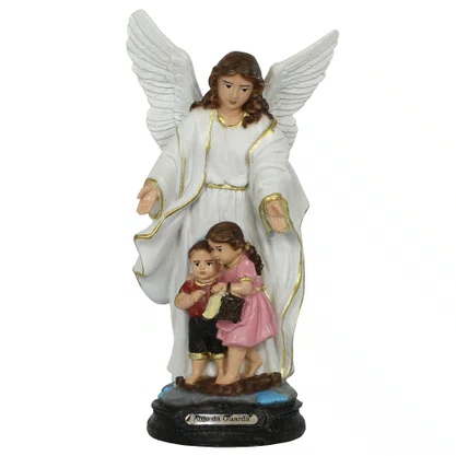 Imagem do Anjo da Guarda Branco de Resina Nacional - 20 cm Imagem do Anjo da Guarda Branco de Resina Nacional - 20 cm