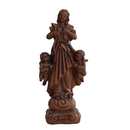 Imagem de Nossa Senhora Desatadora dos Nós de Resina Efeito Madeira - 20 cm