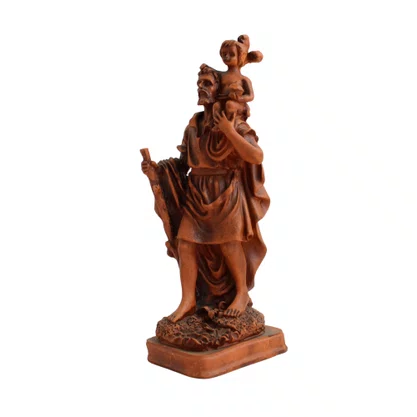 Resina 22 Cm Sao Cristovao Pintura Efeito Madeira