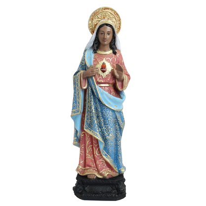 Imagem do Imaculado Coração de Maria Morena de Resina Nacional - 28 cm