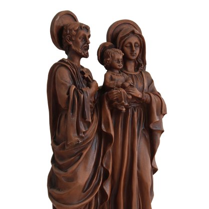 Imagem da Sagrada Família Menino Jesus Colo Resina Efeito Madeira - 30 cm
