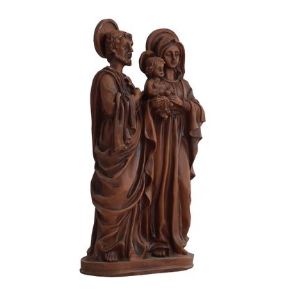 Imagem da Sagrada Família Menino Jesus Colo Resina Efeito Madeira - 30 cm