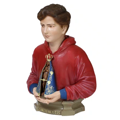 Imagem Busto de São Carlo Acutis de Resina Nacional - 30 cm