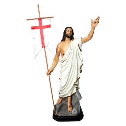 Imagem Cristo Ressuscitado Colorido com Olhos de Vidro - 104cm Resina