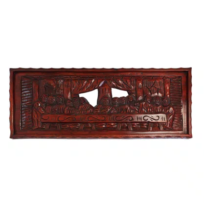 Santa Ceia de Madeira Esculpida - 39 cm X 95 cm