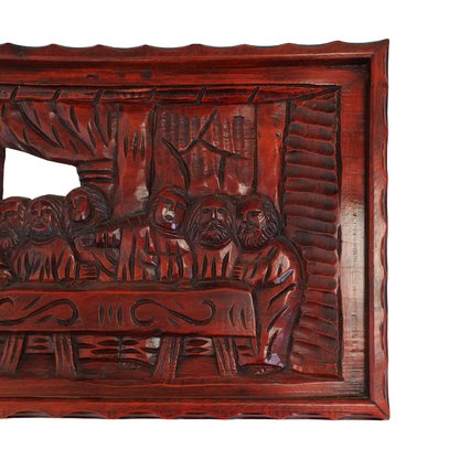 Santa Ceia de Madeira Esculpida - 39 cm X 95 cm