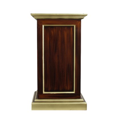 Coluna Pedestal de Madeira Escura para Imagens Detalhe em Dourado - 70 cm x 40 cm x 40 cm
