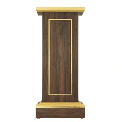 Coluna Pedestal de Madeira Escura para Imagens Detalhe em Acrílico - 120 cm X 40 cm