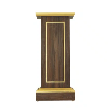 Coluna Pedestal de Madeira Escura para Imagens Detalhe em Acrílico - 90 cm x 40 cm