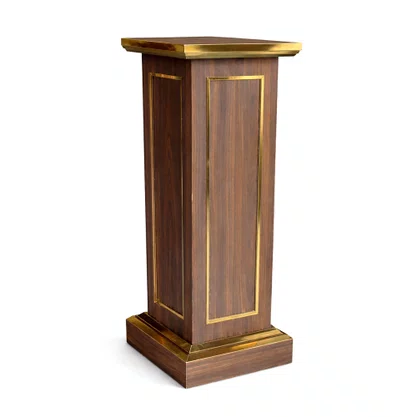 Coluna Pedestal em Madeira Escura para Imagens Detalhe Dourado - 1 mt x 40 cm x 40 cm