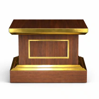 Coluna Pedestal em Madeira para Imagens Detalhe Dourado - 40 cm x 40 cm x 40 cm